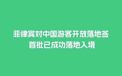 菲律宾对中国游客开放落地签 首批已成功落地入境