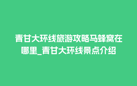 青甘大环线旅游攻略马蜂窝在哪里_青甘大环线景点介绍