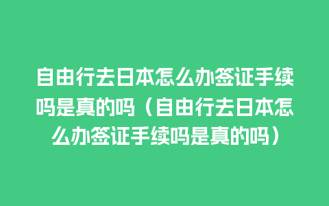 自由行去日本怎么办签证手续吗是真的吗（自由行去日本怎么办签证手续吗是真的吗）