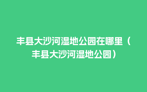 丰县大沙河湿地公园在哪里（丰县大沙河湿地公园）