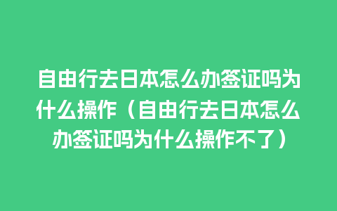 自由行去日本怎么办签证吗为什么操作（自由行去日本怎么办签证吗为什么操作不了）