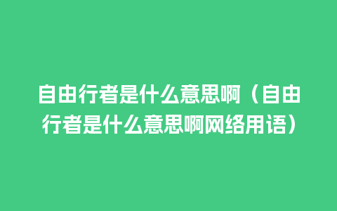 自由行者是什么意思啊（自由行者是什么意思啊网络用语）