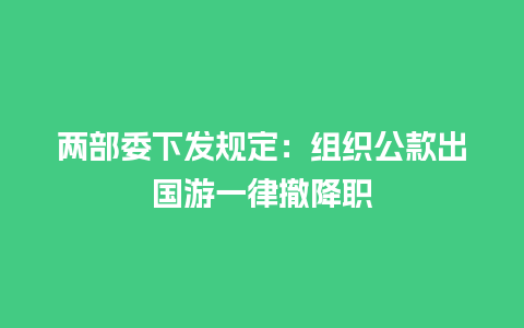 两部委下发规定：组织公款出国游一律撤降职