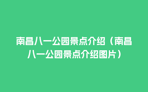 南昌八一公园景点介绍（南昌八一公园景点介绍图片）