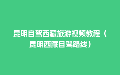 昆明自驾西藏旅游视频教程（昆明西藏自驾路线）