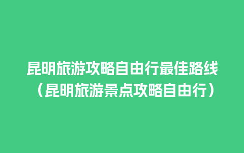 昆明旅游攻略自由行最佳路线（昆明旅游景点攻略自由行）