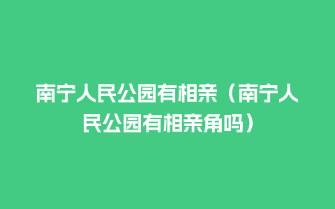 南宁人民公园有相亲（南宁人民公园有相亲角吗）