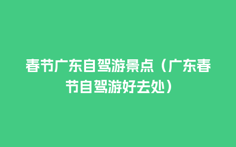 春节广东自驾游景点（广东春节自驾游好去处）