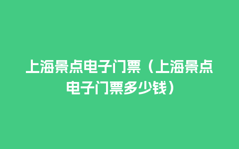 上海景点电子门票（上海景点电子门票多少钱）