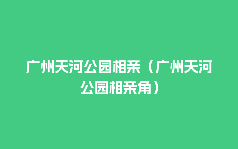 广州天河公园相亲（广州天河公园相亲角）