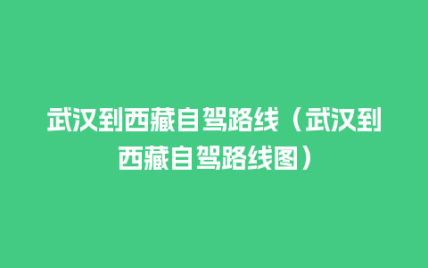 武汉到西藏自驾路线（武汉到西藏自驾路线图）