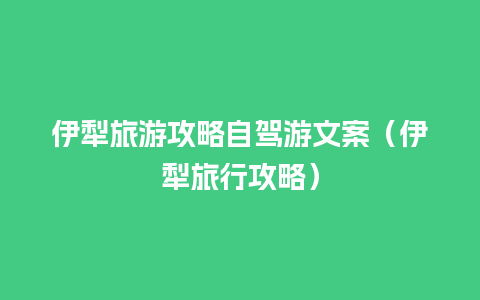 伊犁旅游攻略自驾游文案（伊犁旅行攻略）