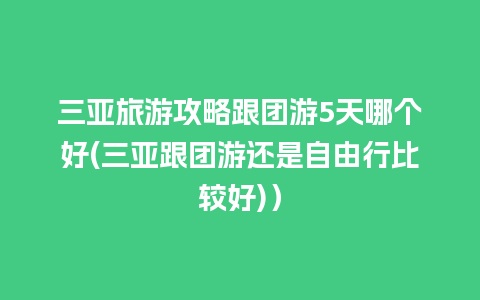 三亚旅游攻略跟团游5天哪个好(三亚跟团游还是自由行比较好)）