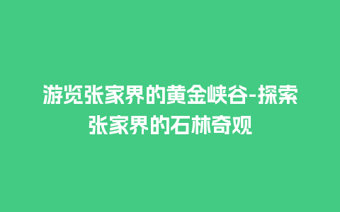 游览张家界的黄金峡谷-探索张家界的石林奇观