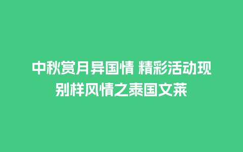 中秋赏月异国情 精彩活动现别样风情之泰国文莱