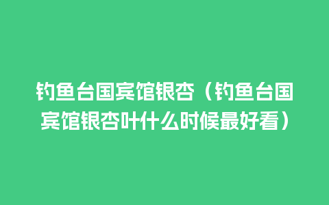 钓鱼台国宾馆银杏（钓鱼台国宾馆银杏叶什么时候最好看）