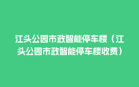 江头公园市政智能停车楼（江头公园市政智能停车楼收费）