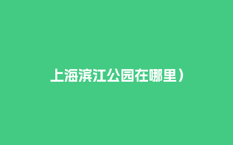 上海滨江公园在哪里）