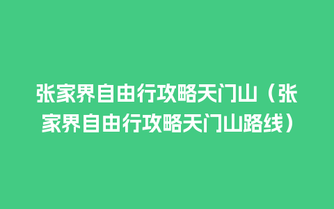 张家界自由行攻略天门山（张家界自由行攻略天门山路线）