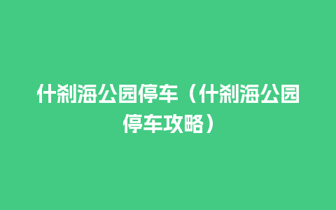 什刹海公园停车（什刹海公园停车攻略）