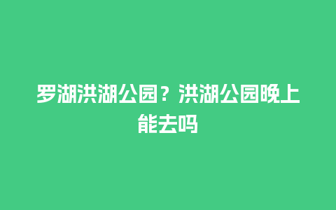 罗湖洪湖公园？洪湖公园晚上能去吗