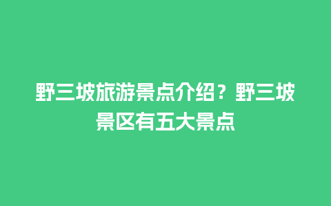 野三坡旅游景点介绍？野三坡景区有五大景点