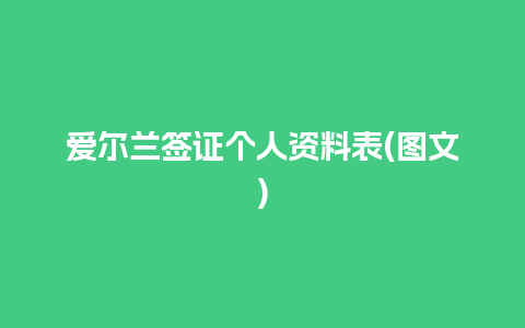 爱尔兰签证个人资料表(图文)