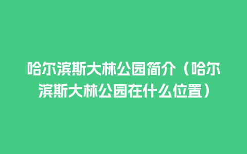 哈尔滨斯大林公园简介（哈尔滨斯大林公园在什么位置）