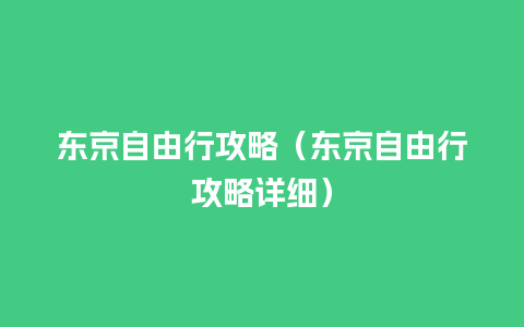 东京自由行攻略（东京自由行攻略详细）