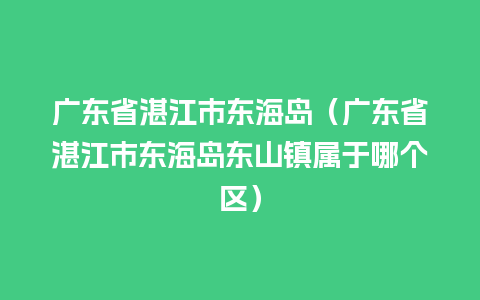 广东省湛江市东海岛（广东省湛江市东海岛东山镇属于哪个区）