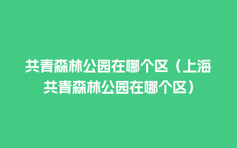 共青森林公园在哪个区（上海共青森林公园在哪个区）