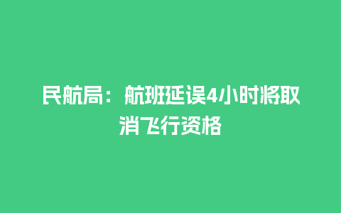 民航局：航班延误4小时将取消飞行资格