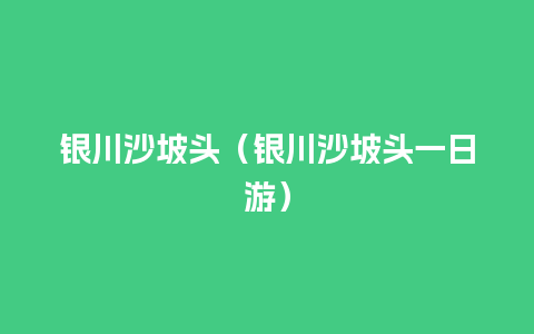 银川沙坡头（银川沙坡头一日游）