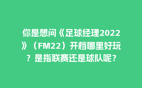 你是想问《足球经理2022》（FM22）开档哪里好玩？是指联赛还是球队呢？