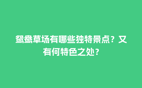 鸳鸯草场有哪些独特景点？又有何特色之处？