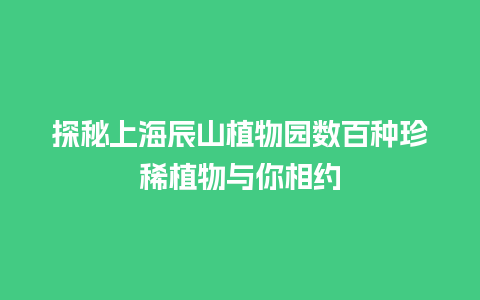 探秘上海辰山植物园数百种珍稀植物与你相约