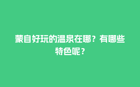 蒙自好玩的温泉在哪？有哪些特色呢？