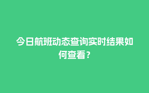 今日航班动态查询实时结果如何查看？