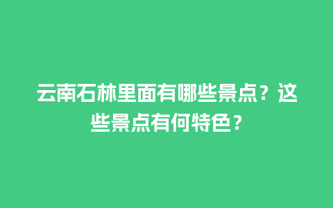 云南石林里面有哪些景点？这些景点有何特色？