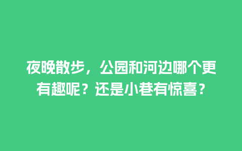 夜晚散步，公园和河边哪个更有趣呢？还是小巷有惊喜？