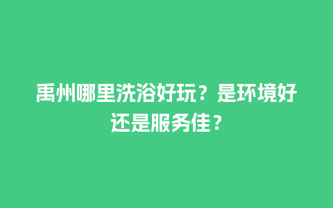 禹州哪里洗浴好玩？是环境好还是服务佳？