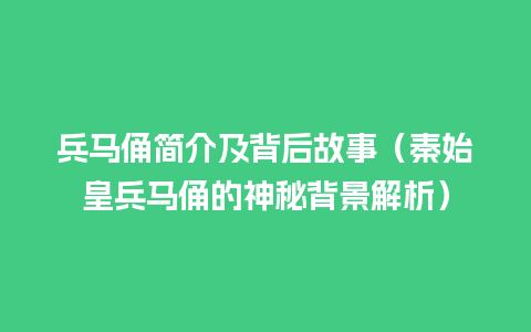 兵马俑简介及背后故事（秦始皇兵马俑的神秘背景解析）