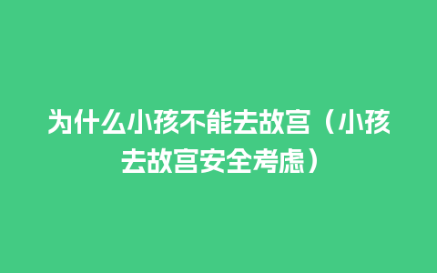 为什么小孩不能去故宫（小孩去故宫安全考虑）