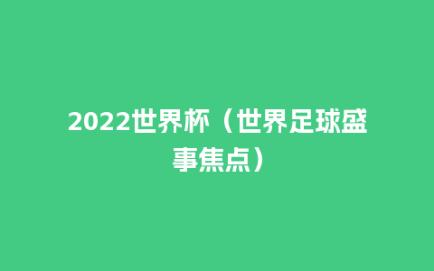 2022世界杯（世界足球盛事焦点）