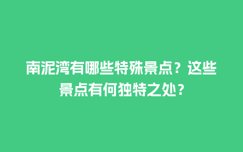 南泥湾有哪些特殊景点？这些景点有何独特之处？