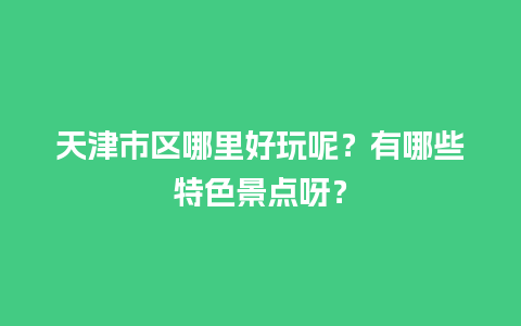 天津市区哪里好玩呢？有哪些特色景点呀？